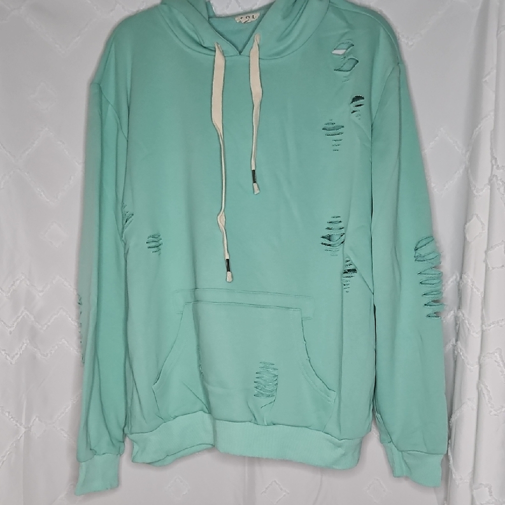 POL Distressed Pullover Hoodie PTP 27"